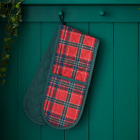 CATHERINE LANSFIELD Christmas Tartan Check Cotton Oven Glove - Red & Green