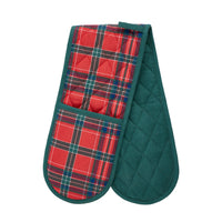 CATHERINE LANSFIELD Christmas Tartan Check Cotton Oven Glove - Red & Green