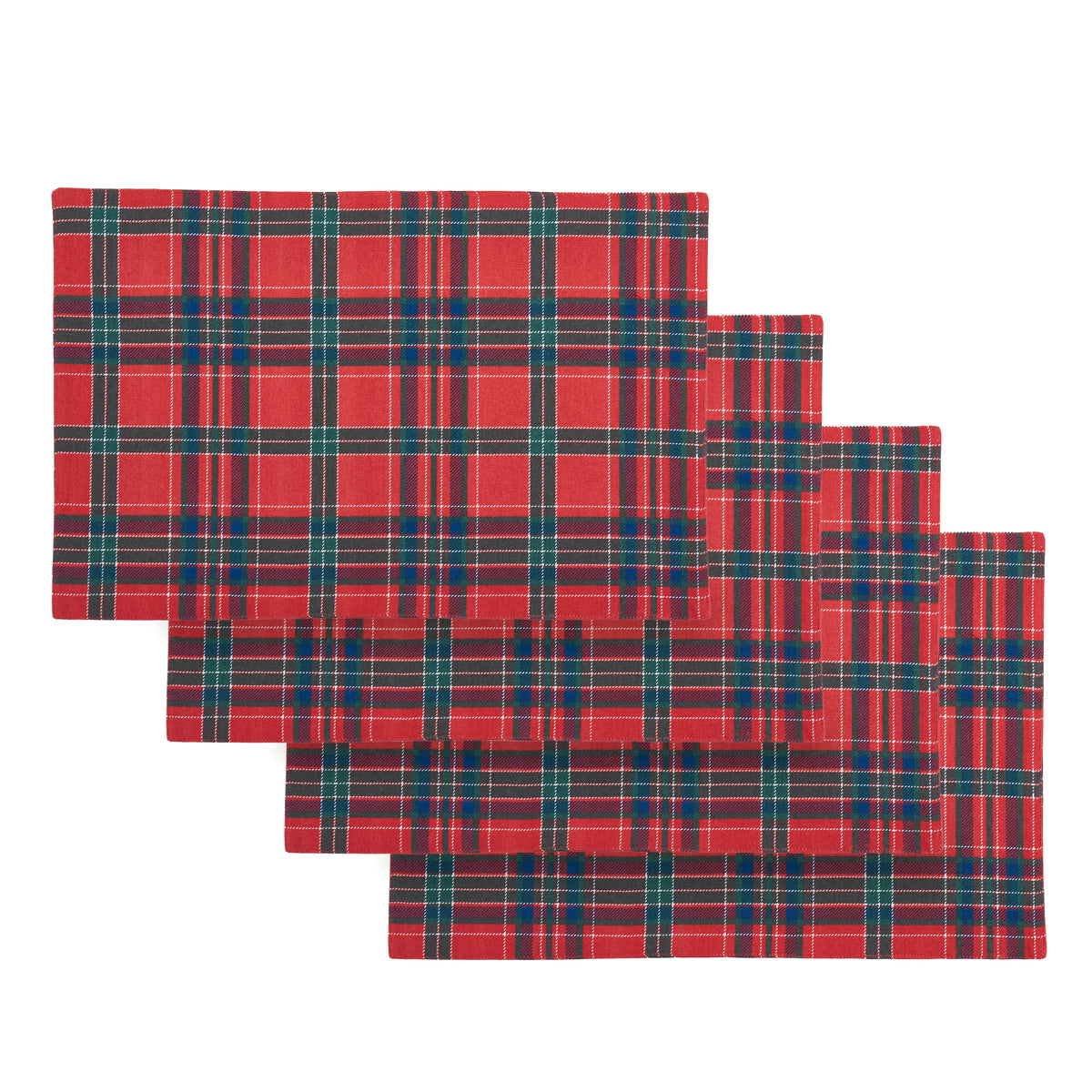 CATHERINE LANSFIELD Christmas Tartan Check Cotton Placemats – 4 Pack Red & Green