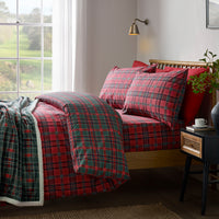 CATHERINE LANSFIELD Tartan Check Christmas Duvet Cover Set - Red & Green