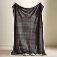 CATHERINE LANSFIELD Tartan Sherpa Check Soft Fleece Throw - Red & Green 130x170cm