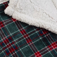 CATHERINE LANSFIELD Tartan Sherpa Check Soft Fleece Throw - Red & Green 130x170cm