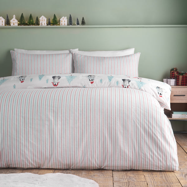 CATHERINE LANSFIELD Brushed Cotton Christmas Penguins Duvet Cover Set