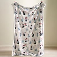 CATHERINE LANSFIELD Christmas Penguins Soft Fleece Sherpa Throw 130x170cm
