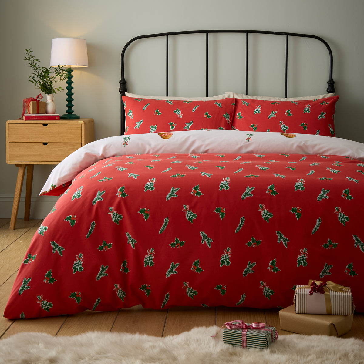 CATHERINE LANSFIELD Christmas Robins Duvet Cover Set