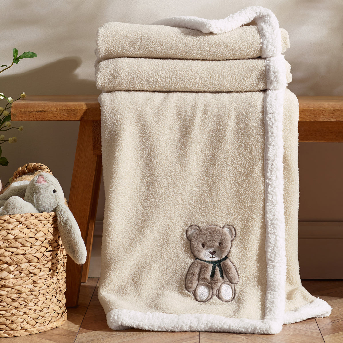 CATHERINE LANSFIELD Teddy Bear Soft Fleece Sherpa Throw