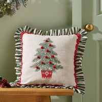 CATHERINE LANSFIELD Frilled Christmas Tree Filled Cushion 45x45cm