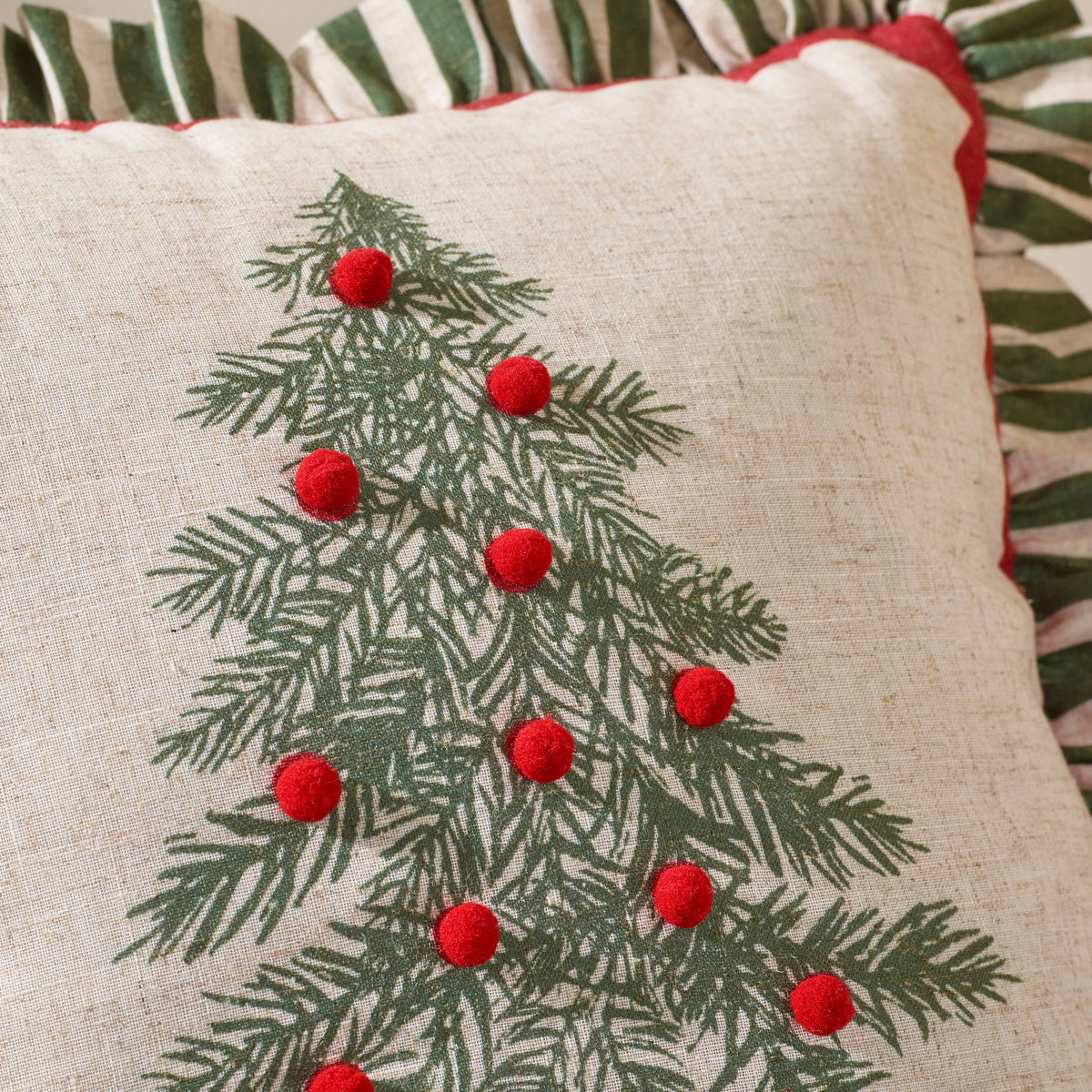 CATHERINE LANSFIELD Frilled Christmas Tree Filled Cushion 45x45cm