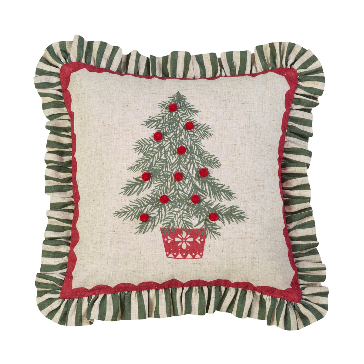 CATHERINE LANSFIELD Frilled Christmas Tree Filled Cushion 45x45cm