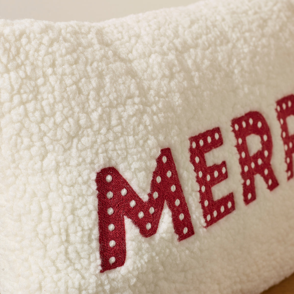 CATHERINE LANSFIELD Merry Boucle Christmas Filled Cushion 30x50cm