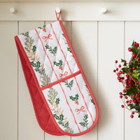 CATHERINE LANSFIELD Christmas Holly Stripe Cotton Oven Glove