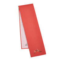 CATHERINE LANSFIELD Christmas Holly Stripe Red Table Runner 33x220cm
