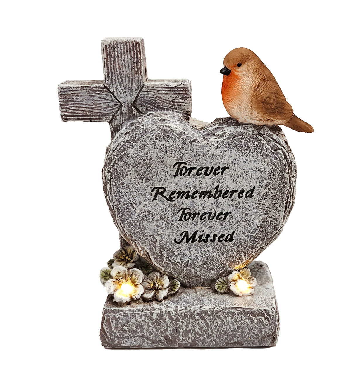 WGP Robin Solar Heart and Cross Grave Ornament 17.5cm