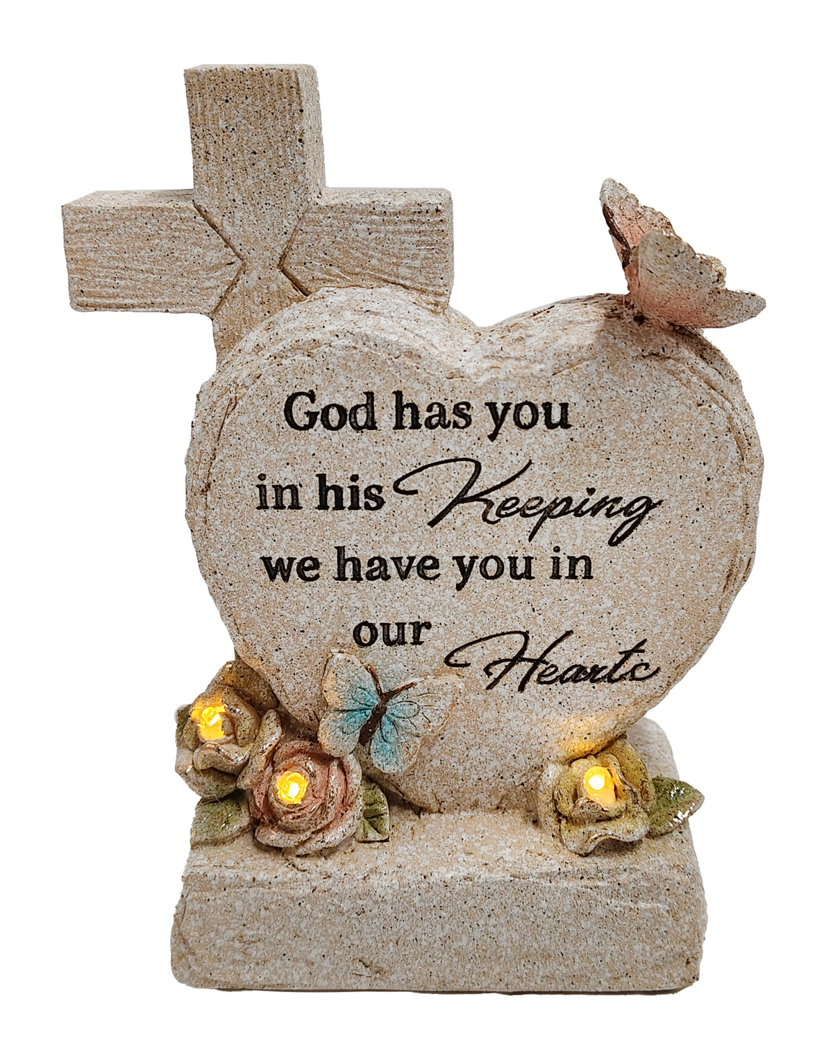 WGP Butterfly Solar Heart and Cross Grave Ornament 17.5cm