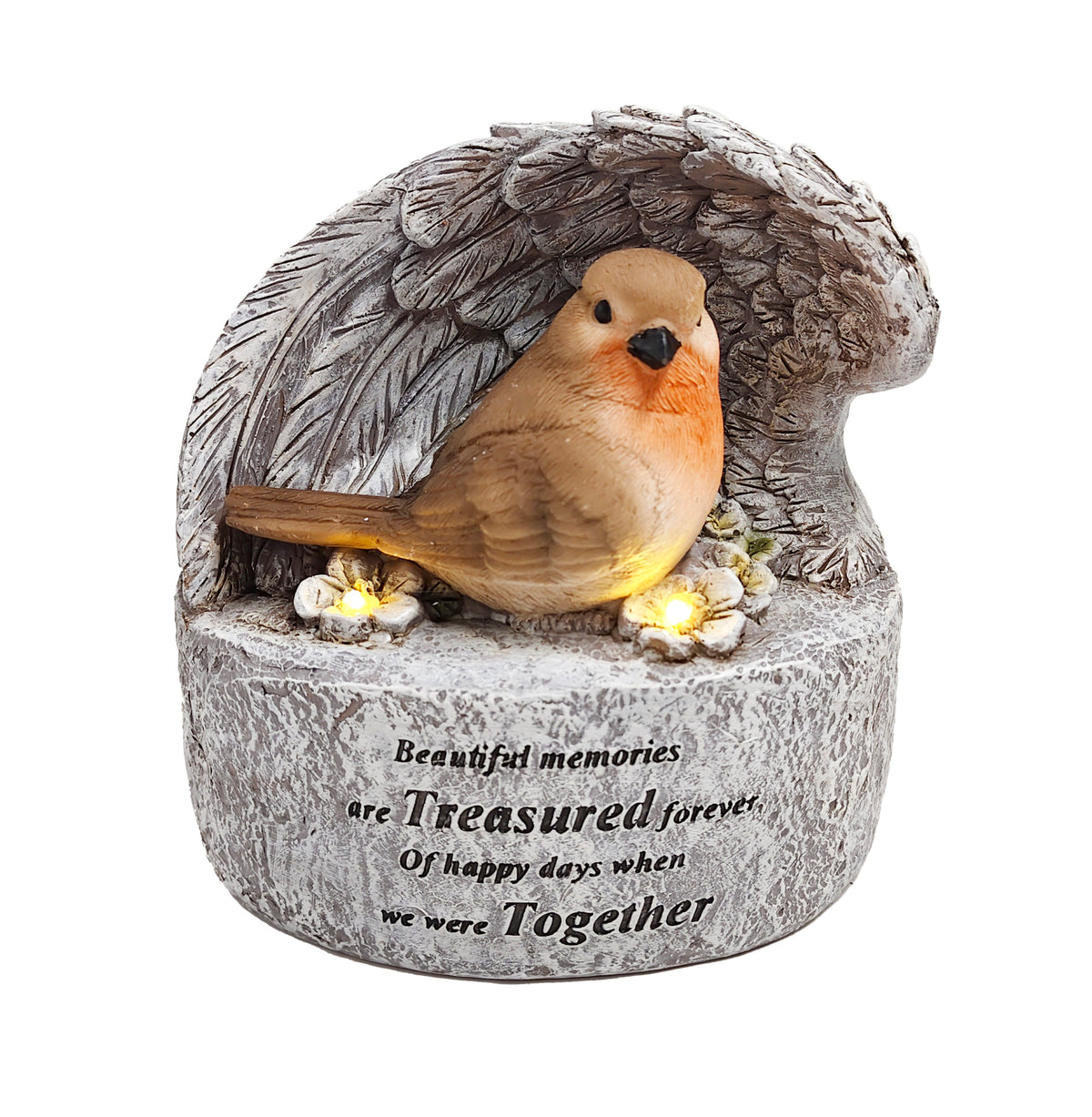 WGP Robin under a Angels Wing Solar Grave Ornament 16cm