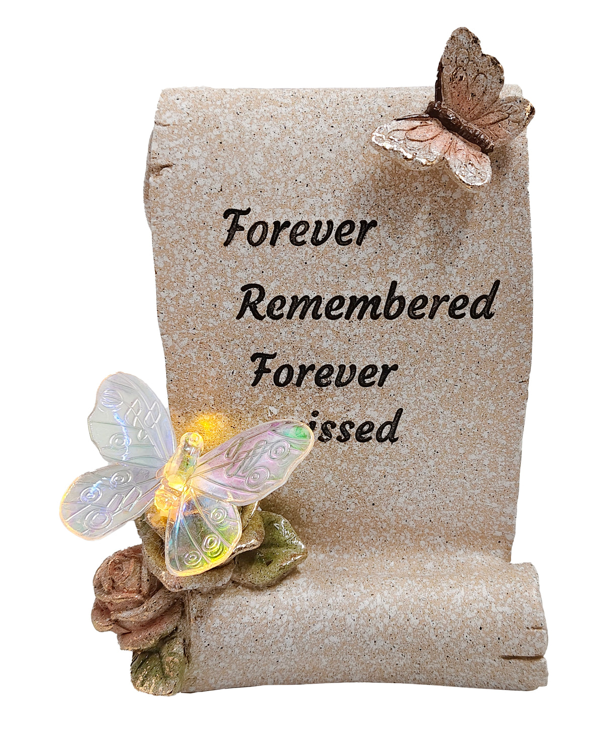 WGP Butterfly Scroll with Verse Solar Grave Ornament 17.5cm