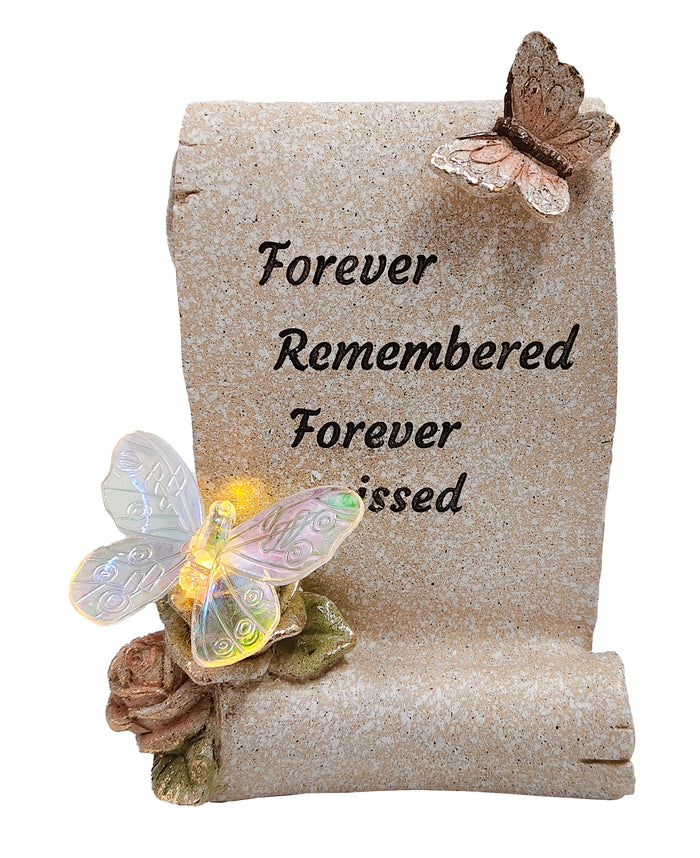 WGP Butterfly Scroll with Verse Solar Grave Ornament 17.5cm