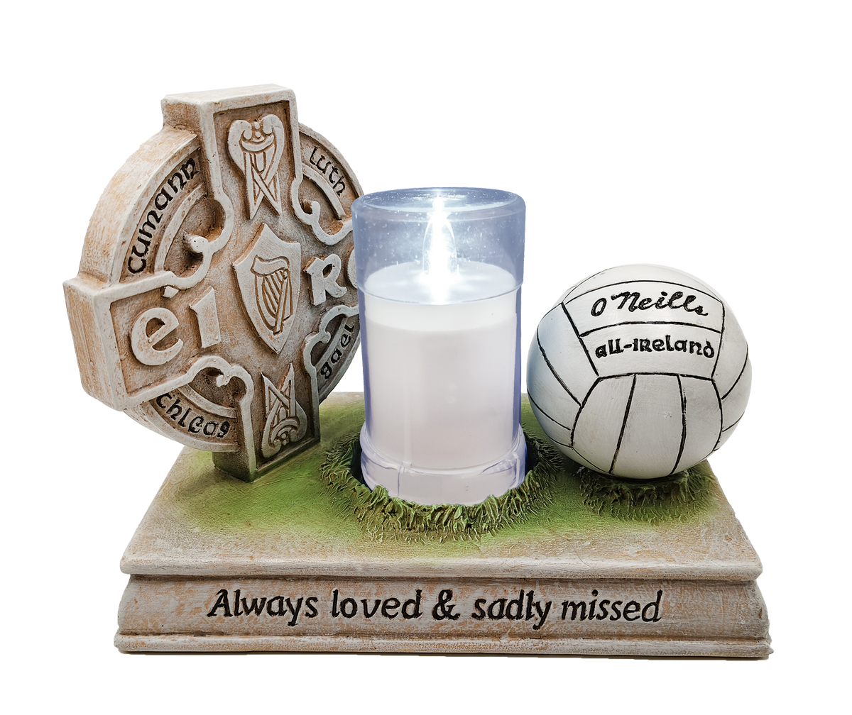 WGP GAA Football with LED Candle Grave Ornament 22x17.5cm