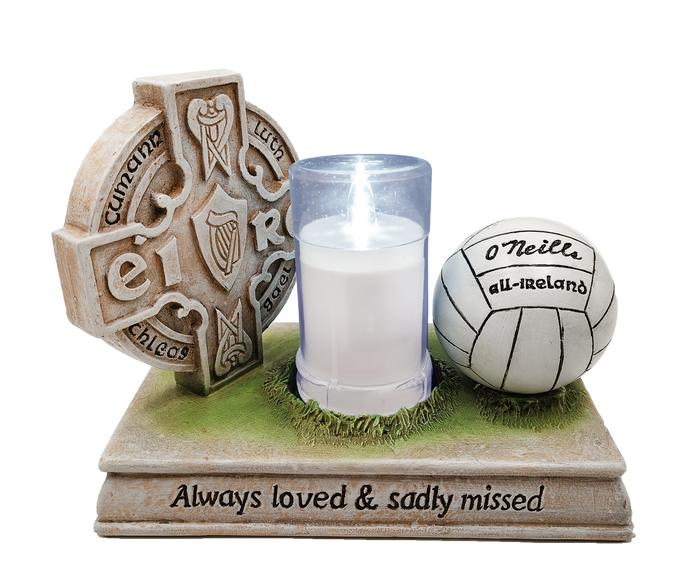 WGP GAA Football with LED Candle Grave Ornament 22x17.5cm