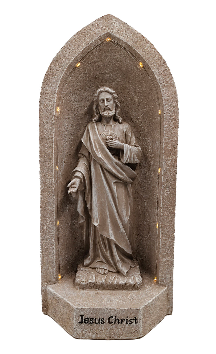 WGP Sacred Heart Jesus Christ Praying Solar Statue 51.5cm