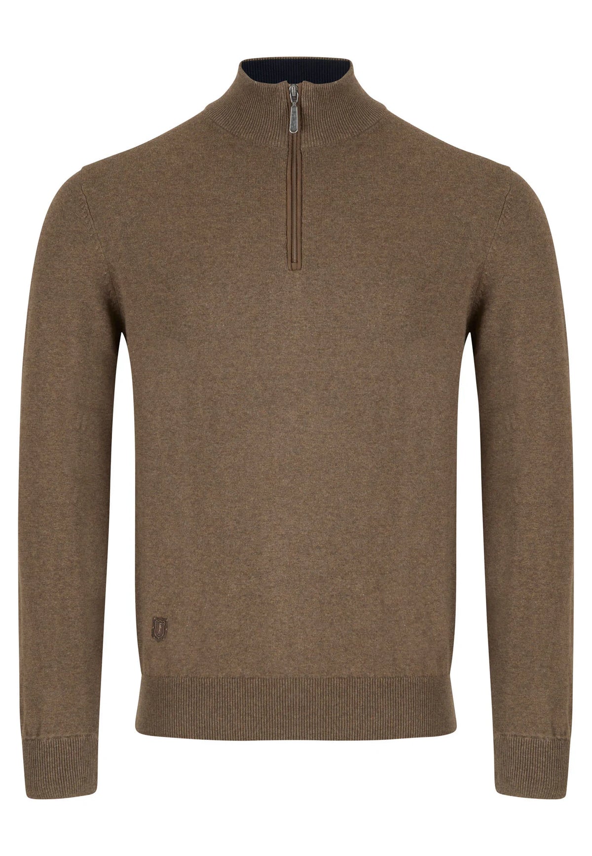 6TH SENSE Harry Half Zip Jumper - Brown
