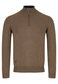 6TH SENSE Harry Half Zip Jumper - Brown