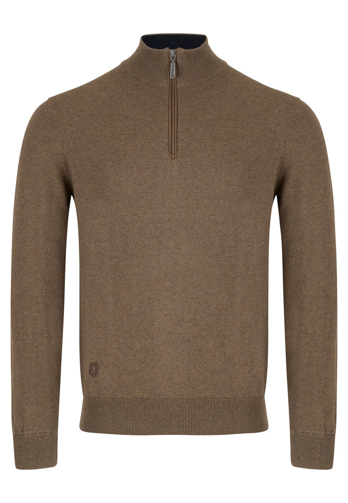 6TH SENSE Harry Half Zip Jumper - Brown