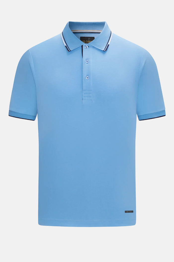 6TH SENSE Astonish Short Sleeve Polo Shirt - BlueBell