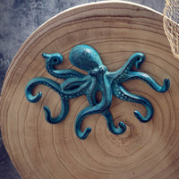 LANGS Cast Iron Blue Octopus Wall Hook Ornament 23x21.5cm