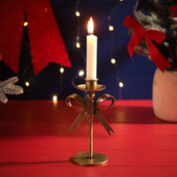 LANGS Merry Little Bows Iron Brass Bow Small Candlestick 18cm