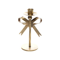 LANGS Merry Little Bows Iron Brass Bow Small Candlestick 18cm