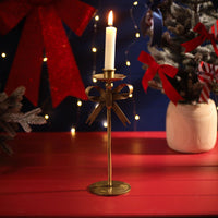 LANGS Merry Little Bows Iron Brass Bow Large Candlestick 27cm