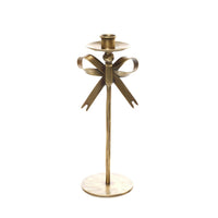 LANGS Merry Little Bows Iron Brass Bow Large Candlestick 27cm