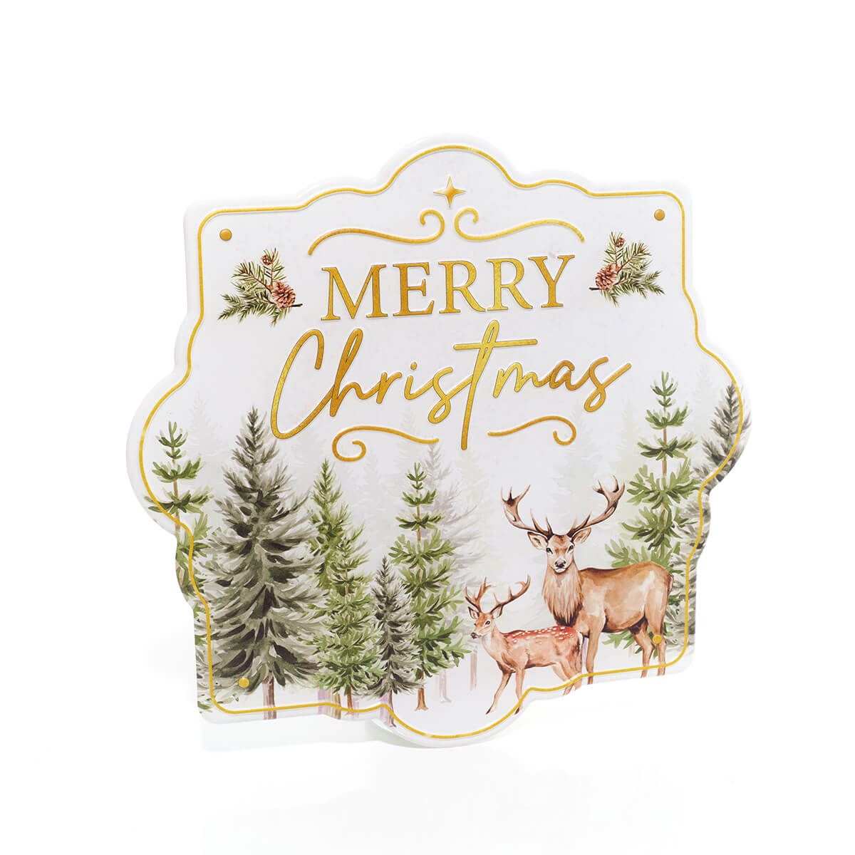 LANGS Woodland Stag 3D Scene Metal Plaque 40cm
