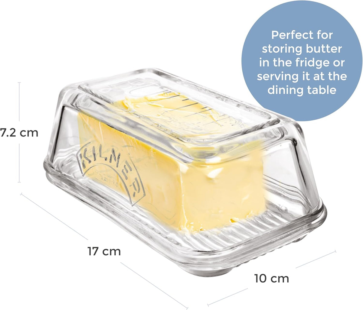 KILNER Glass Butter Dish And Lid