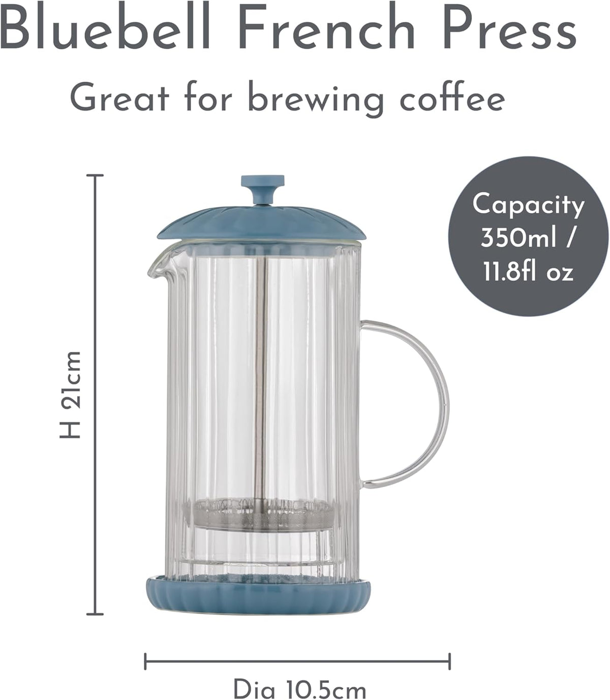 PRICE & KENSINGTON Luxe Cafetiere/French Press Bluebell 350ml