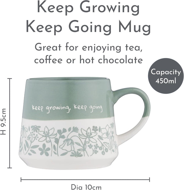 PRICE & KENSINGTON Keep Growing Keep Going Slogan Mug 450ml - Green