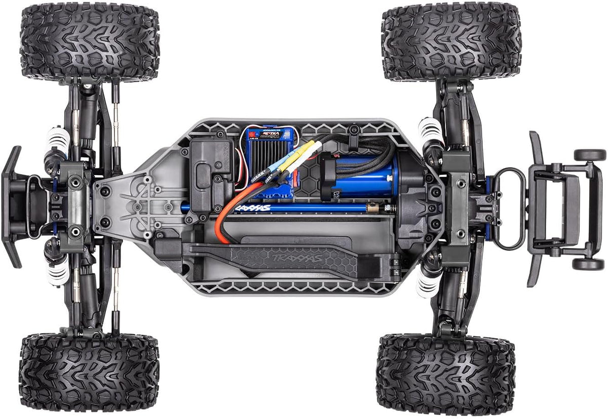 TRAXXAS Rustler 4x4 Brushless Blue RC Car Set | Li-po Battery | Quick Charger