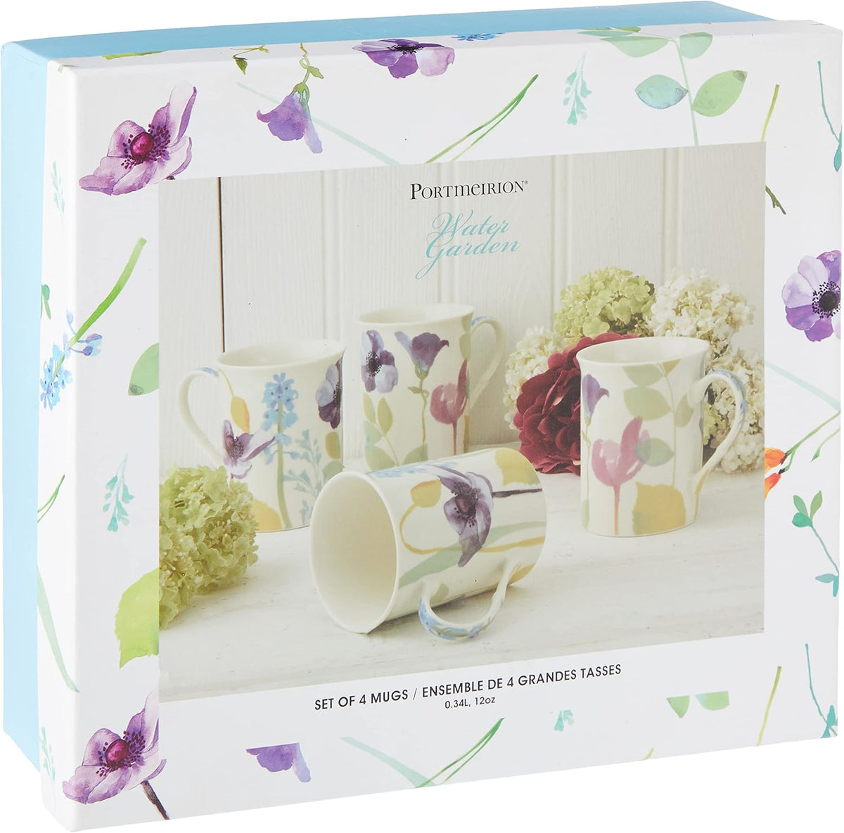 PORTMEIRION Water Garden Set of 4 Mugs in a Gift Box