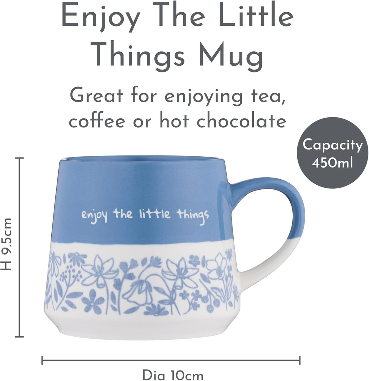 PRICE & KENSINGTON Enjoy The Little Things Slogan Mug 450ml - Blue