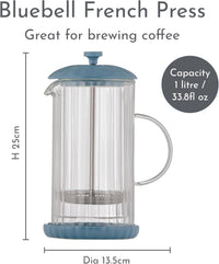 PRICE & KENSINGTON Luxe Cafetiere/French Press Bluebell 1L