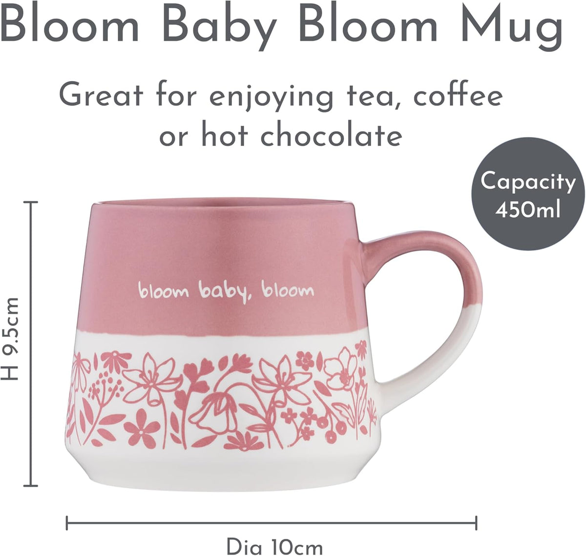 PRICE & KENSINGTON Bloom Baby Bloom Slogan Mug 450ml - Pink
