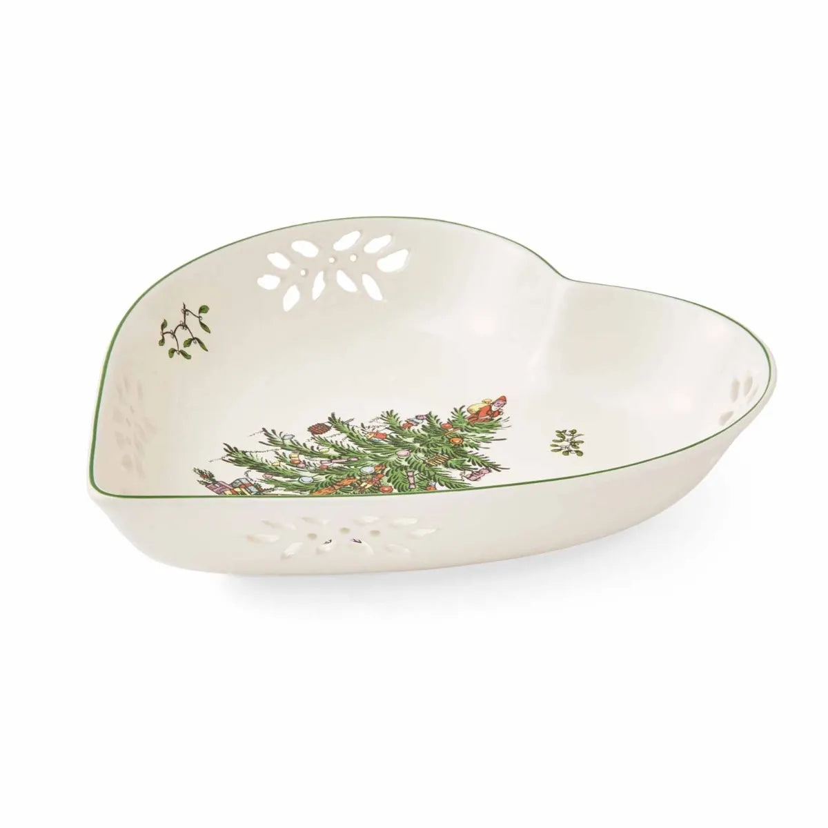 SPODE Christmas Tree Pierced Heart Dish