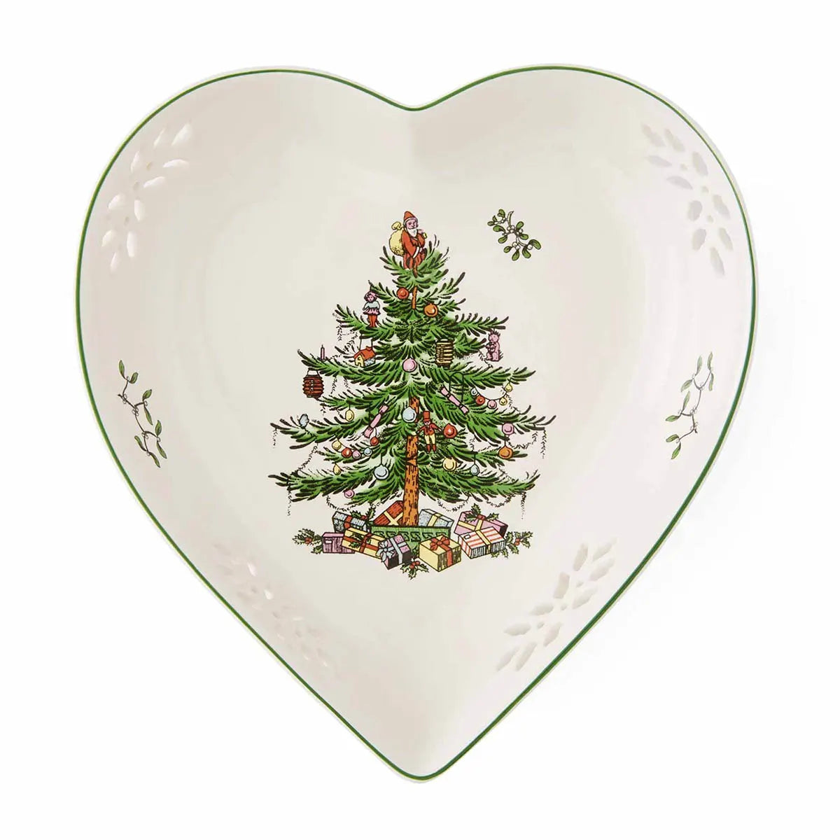 SPODE Christmas Tree Pierced Heart Dish