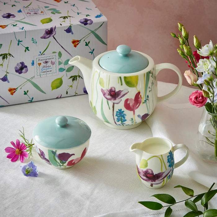 PORTMEIRION Water Garden 3 Piece Teapot Set in a Gift Box