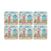 PIMPERNEL Beach Huts - Set of 6 Coasters