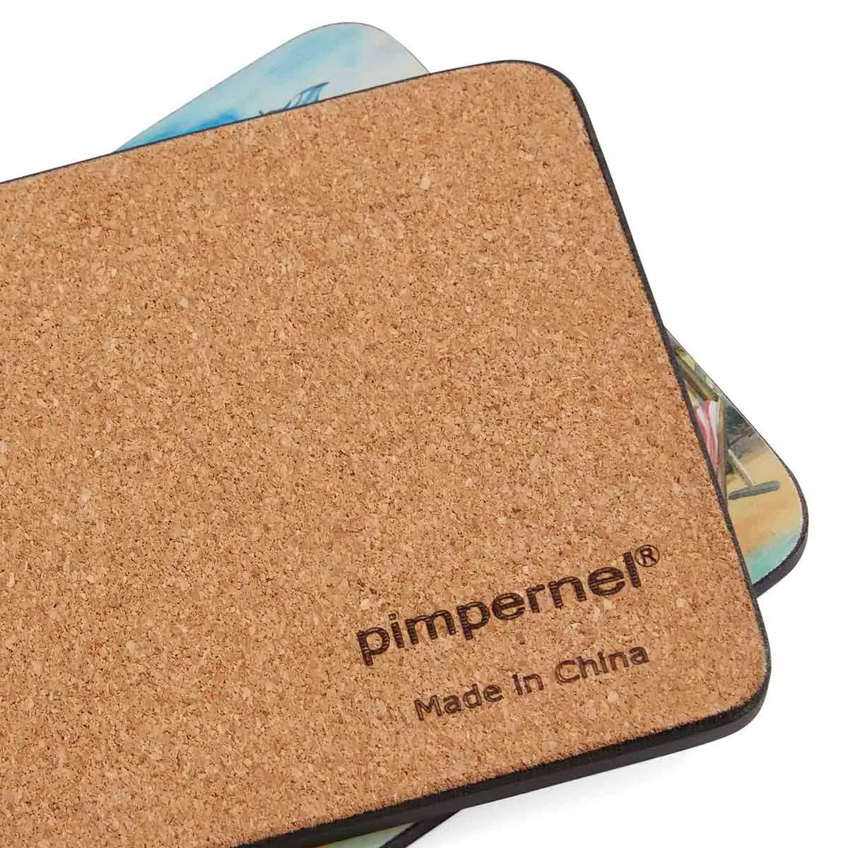 PIMPERNEL Beach Huts - Set of 6 Coasters