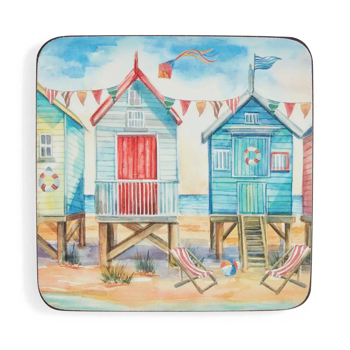 PIMPERNEL Beach Huts - Set of 6 Coasters