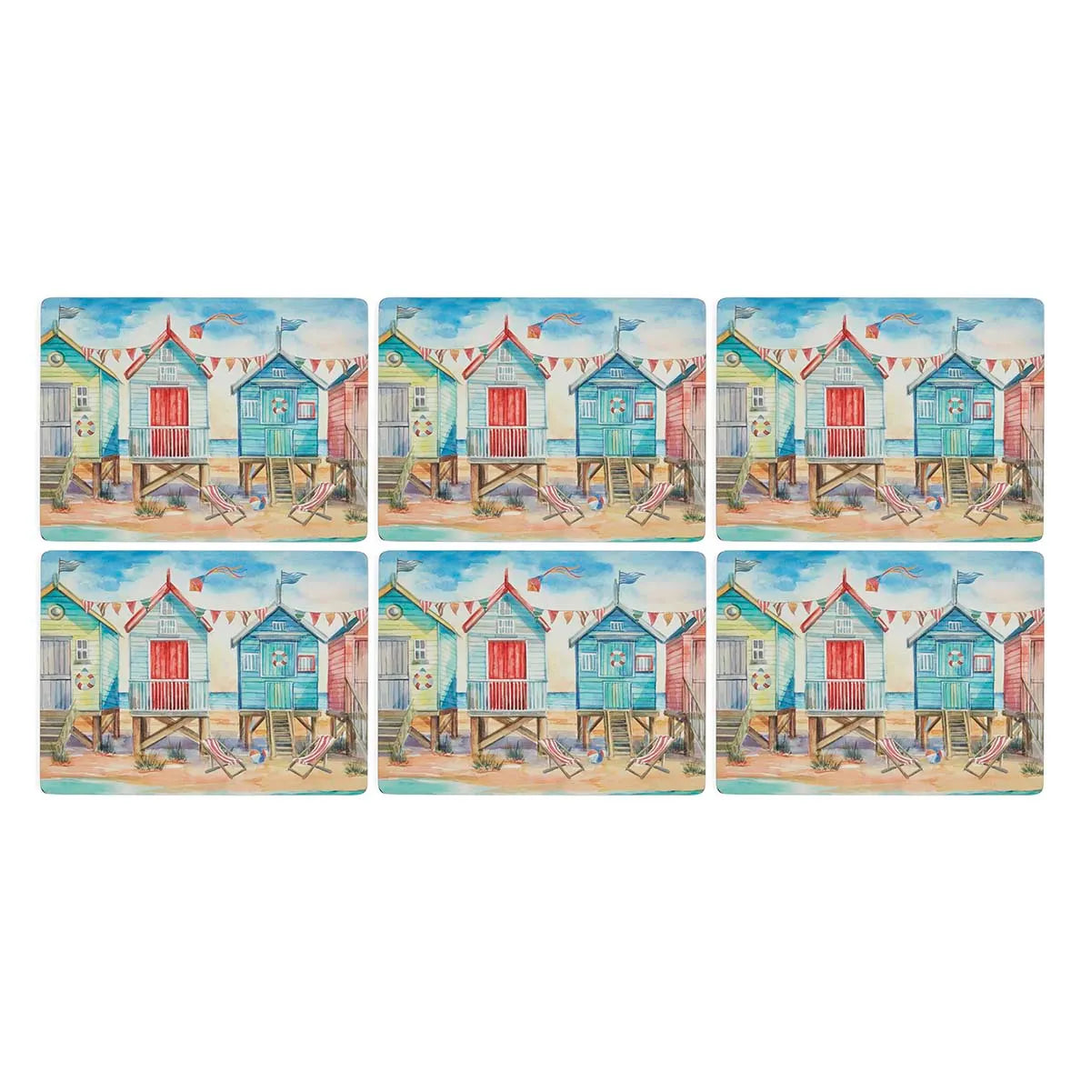 PIMPERNEL Beach Huts - Set of 6 Placemats