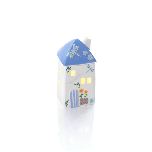 LANGS Blue Roof LED House with 3D Dragonfly 16cm